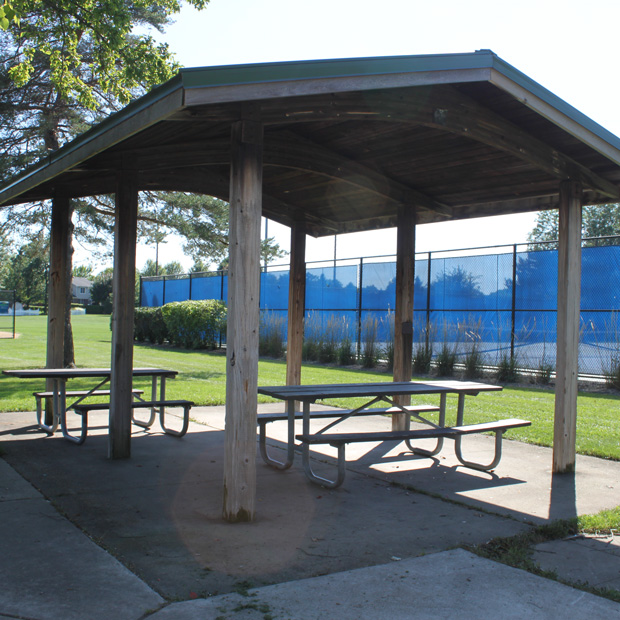 Centennial park shelter area with picnic tables