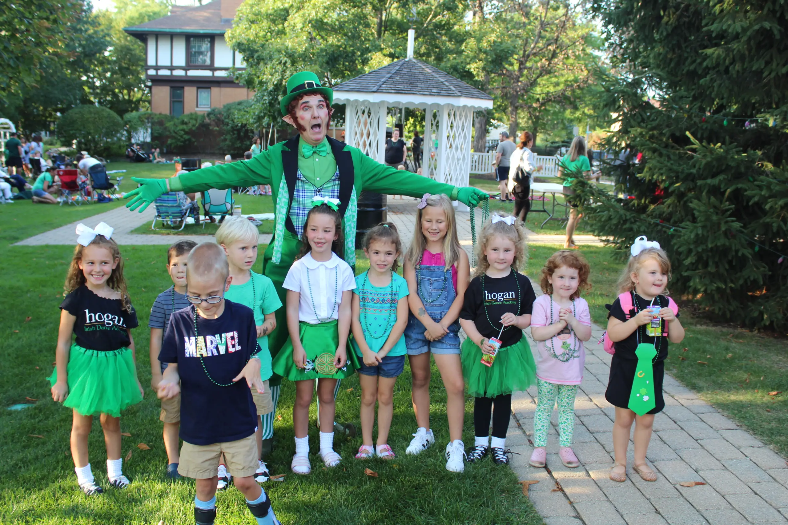children with leprechaun at Irish fest